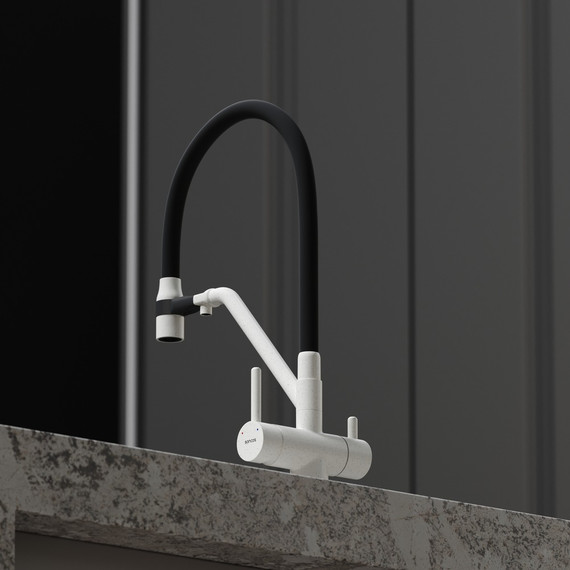 Смеситель для кухни Sancos Dora SC4003GR, белый гранит/чёрный - фото 6