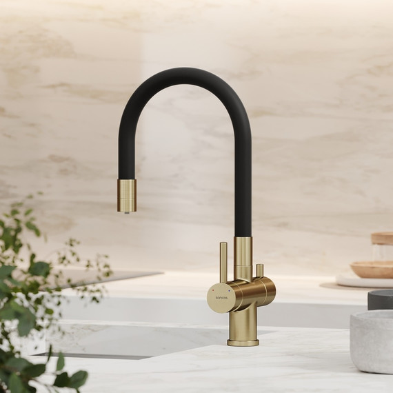 Смеситель для кухни Sancos Lucia SC4004BG, золото/чёрный - фото 4