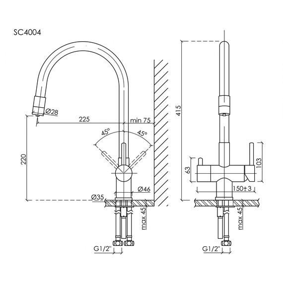 Смеситель для кухни Sancos Lucia SC4004GG, вороненая сталь/чёрный - фото 9
