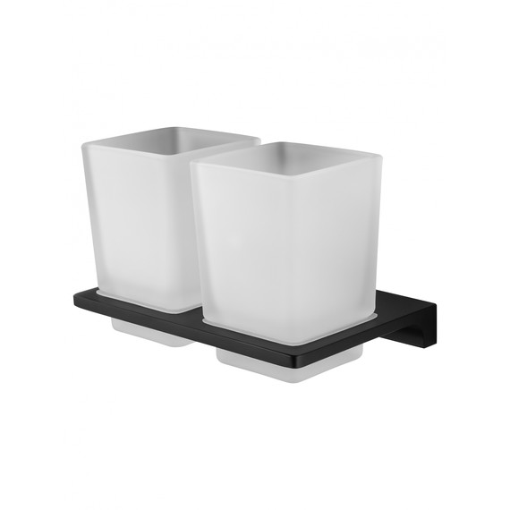 Стакан двойной для зубных щеток Wonzon & Woghand Eclipse WW-9128-BL, цвет чёрный глянцевый - фото 