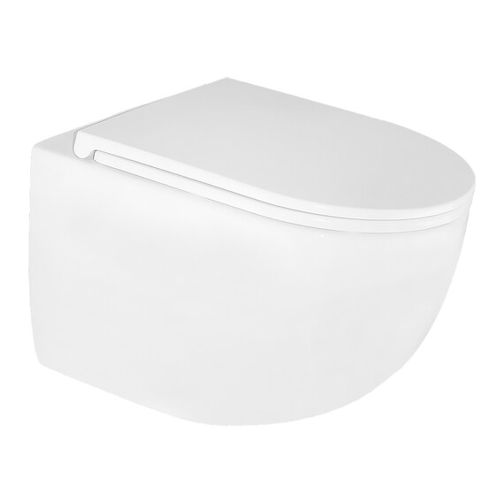 Унитаз подвесной безободковый Azario Terso AZ-092E-UQ3 (система смыва Торнадо) с тонкой крышкой микролифт - фото 2