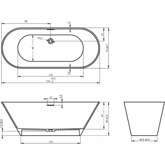 Ванна отдельностоящая Riho BARCELONA 170х70 см - фото 2