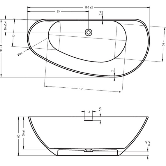 Ванна отдельностоящая Riho GRANADA 190х90 см L - фото 2