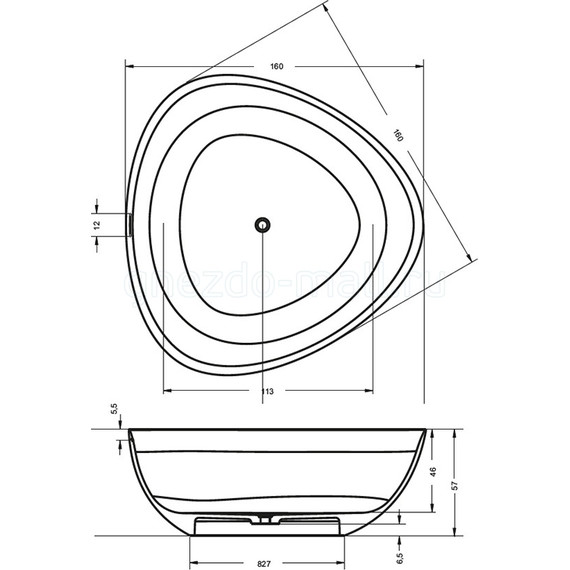Ванна отдельностоящая Riho OVIEDO 160х160 см - фото 2