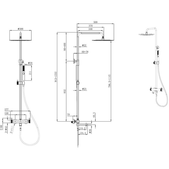 Душевая стойка Allen Brau Priority 5.31A10-31, чёрный матовый - фото 14