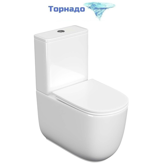 Унитаз-компакт безободковый Aquatek Optima Plus AQ4452-00 с тонкой крышкой микролифт (система смыва Торнадо) - фото 