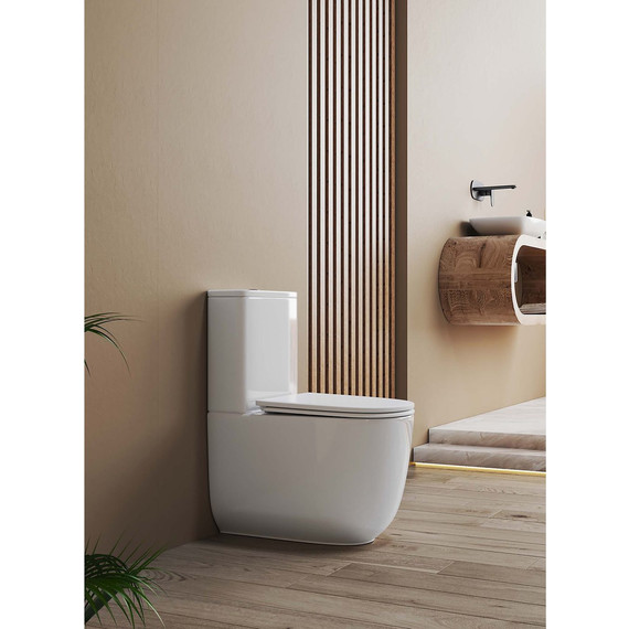 Унитаз-компакт безободковый Aquatek Optima Plus AQ4452-00 с тонкой крышкой микролифт (система смыва Торнадо) - фото 8