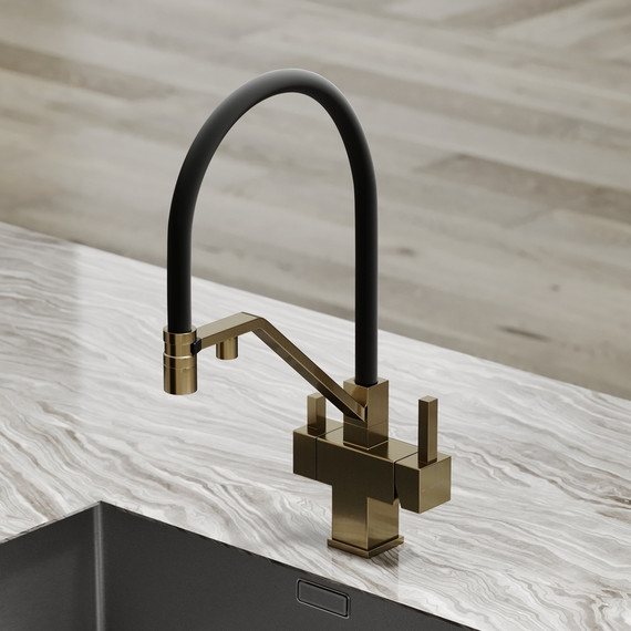 Смеситель для кухни Sancos Loro SC4007BG, брашированное золото/чёрный - фото 2