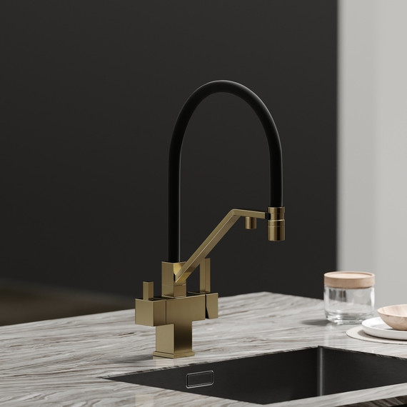 Смеситель для кухни Sancos Loro SC4007BG, брашированное золото/чёрный - фото 3