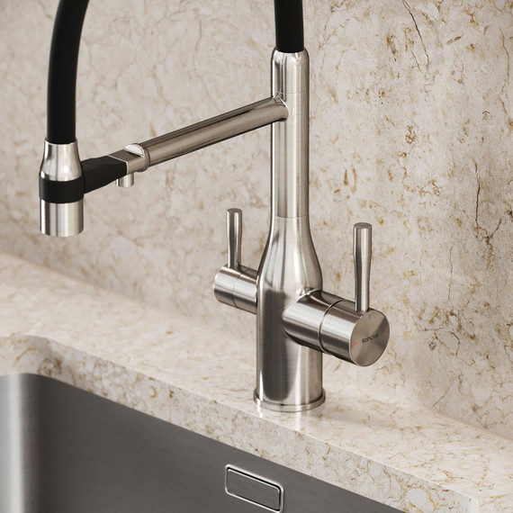 Смеситель для кухни Sancos Garda SC4009BN, брашированный никель/чёрный - фото 7