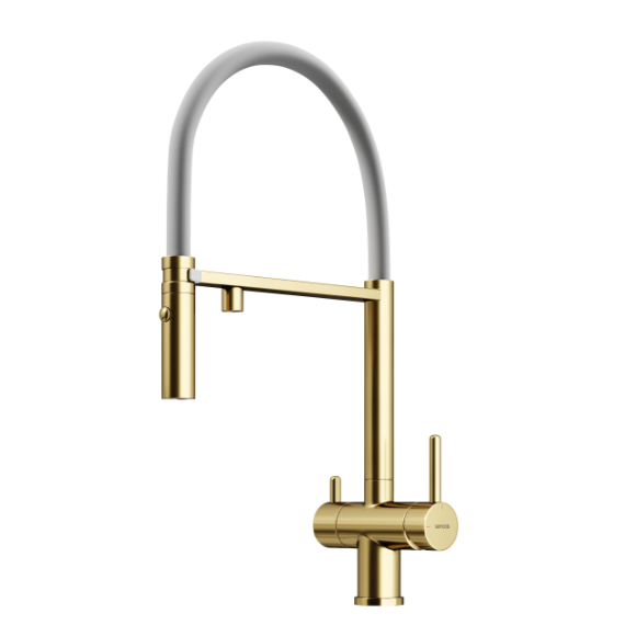 Смеситель для кухни Sancos Imola SC4010BG, брашированное золото/белый - фото 