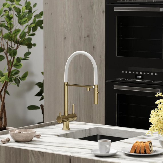 Смеситель для кухни Sancos Imola SC4010BG, брашированное золото/белый - фото 6