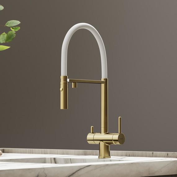 Смеситель для кухни Sancos Imola SC4010BG, брашированное золото/белый - фото 4
