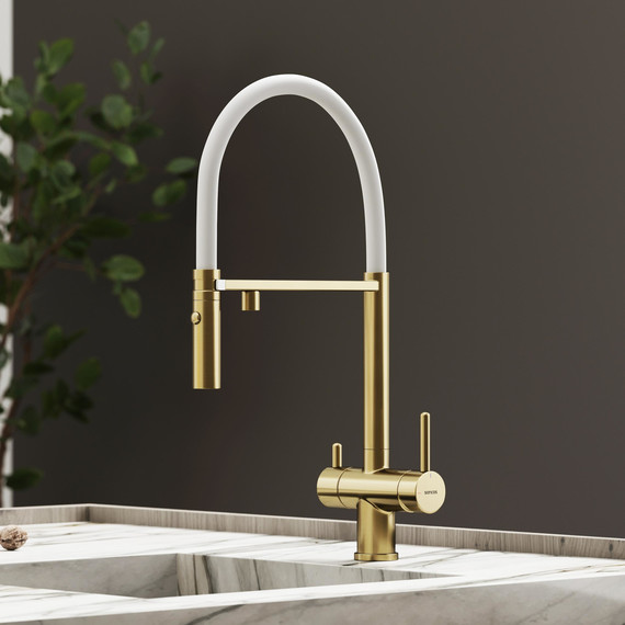 Смеситель для кухни Sancos Imola SC4010BG, брашированное золото/белый - фото 5