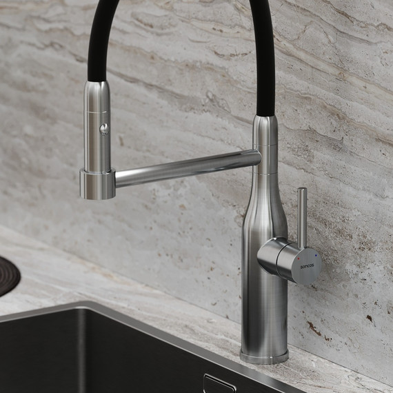 Смеситель для кухни Sancos Pride SC4011BNG, нержавеющая сталь/чёрный - фото 5