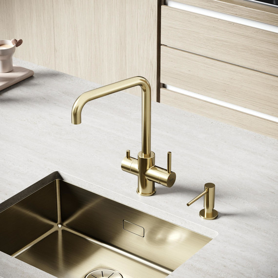 Смеситель для кухни Sancos Vela SC4013BG, брашированное золото - фото 3