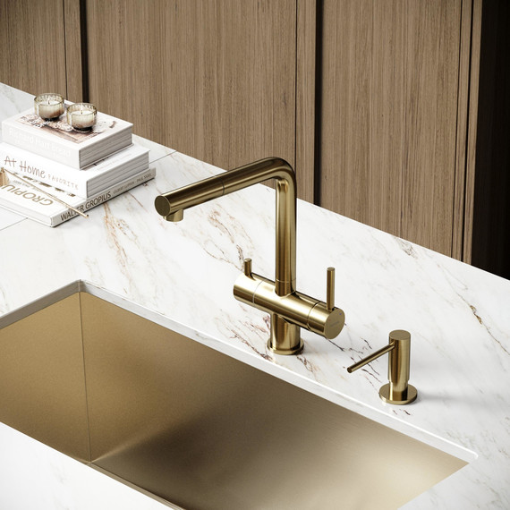 Смеситель для кухни Sancos Spin SC4015BG, брашированное золото - фото 3