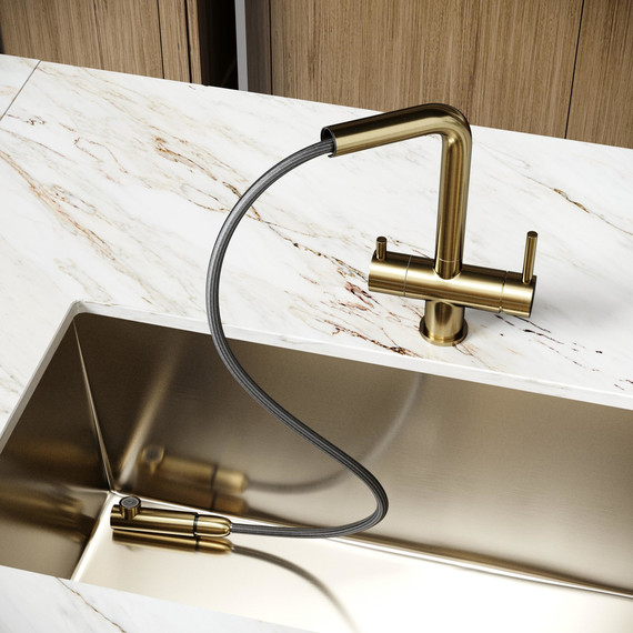 Смеситель для кухни Sancos Spin SC4015BG, брашированное золото - фото 8