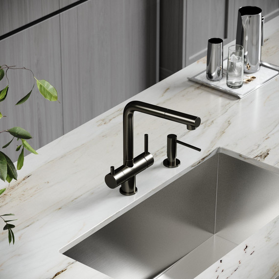 Смеситель для кухни Sancos Spin SC4015GG, вороненая сталь - фото 2