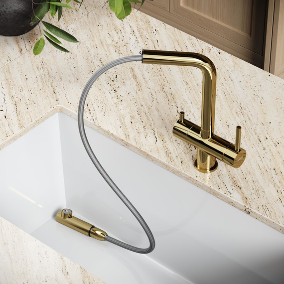 Смеситель для кухни Sancos Spin SC4015ZG, полированное золото - фото 9