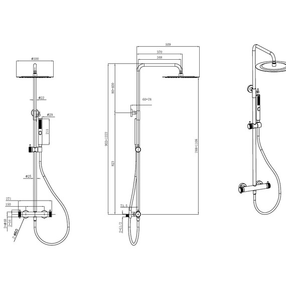 Душевая стойка с термостатом Allen Brau Fantasy 5.11001-31, чёрный матовый - фото 10