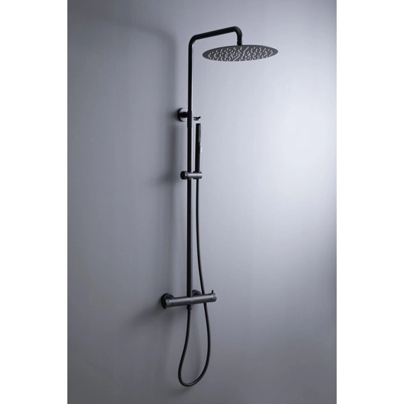Душевая стойка с термостатом Allen Brau Fantasy 5.11001-31, чёрный матовый - фото 8