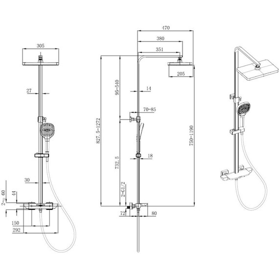 Душевая стойка Allen Brau Infinity 5.21030-31, чёрный матовый - фото 17