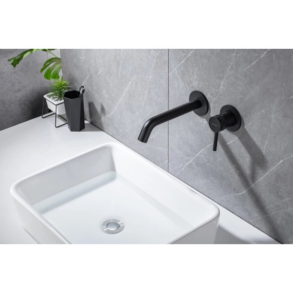 Смеситель для раковины настенный Allen Brau Priority 5.31030-31 (со скрытой частью) чёрный матовый - фото 11