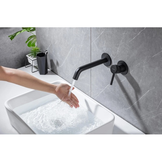 Смеситель для раковины настенный Allen Brau Priority 5.31030-31 (со скрытой частью) чёрный матовый - фото 7