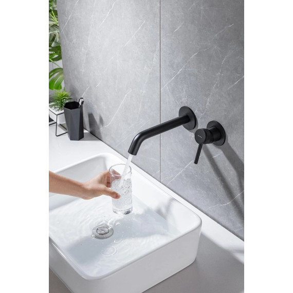 Смеситель для раковины настенный Allen Brau Priority 5.31030-31 (со скрытой частью) чёрный матовый - фото 9