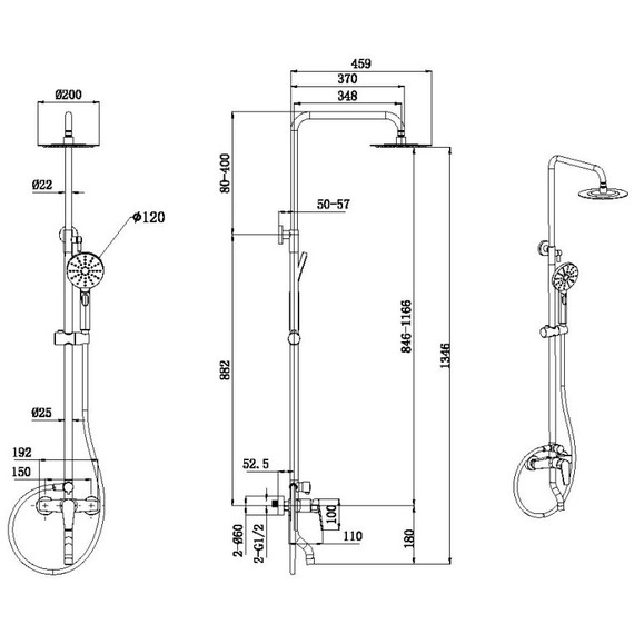 Душевая стойка Allen Brau Eclipse 5.E1007-31, чёрный матовый - фото 6