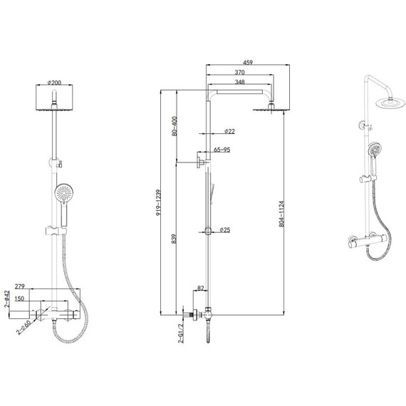 Душевая стойка с термостатом Allen Brau Eclipse 3.0 5.E1A11-31, чёрный матовый - фото 5
