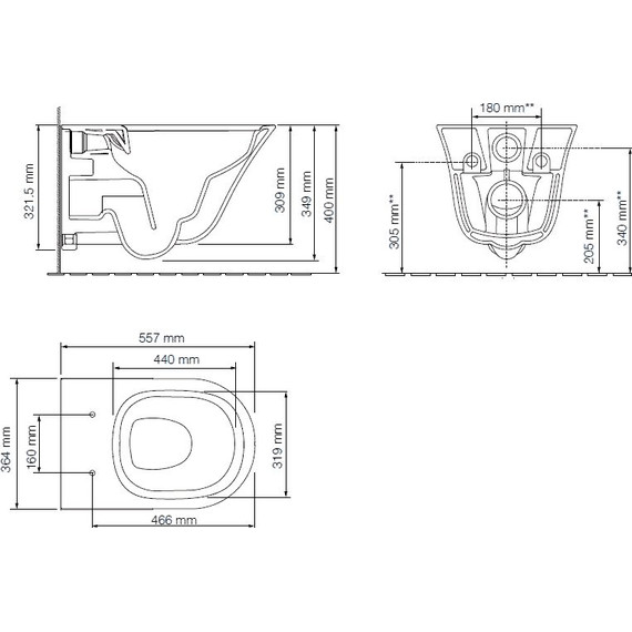 Инсталляция с подвесным безободковым унитазом Jacob Delafon Vive E28079RU-BL, сиденье с тонкой крышкой микролифт - фото 8