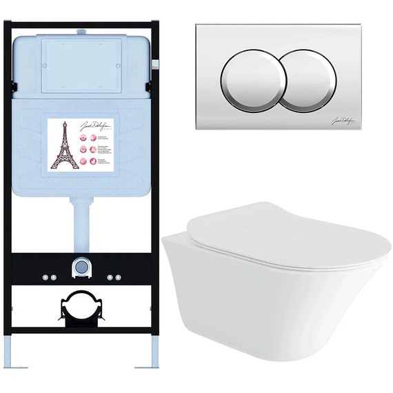 Инсталляция с подвесным безободковым унитазом Jacob Delafon Vive E28079RU-CP, сиденье с тонкой крышкой микролифт - фото 2