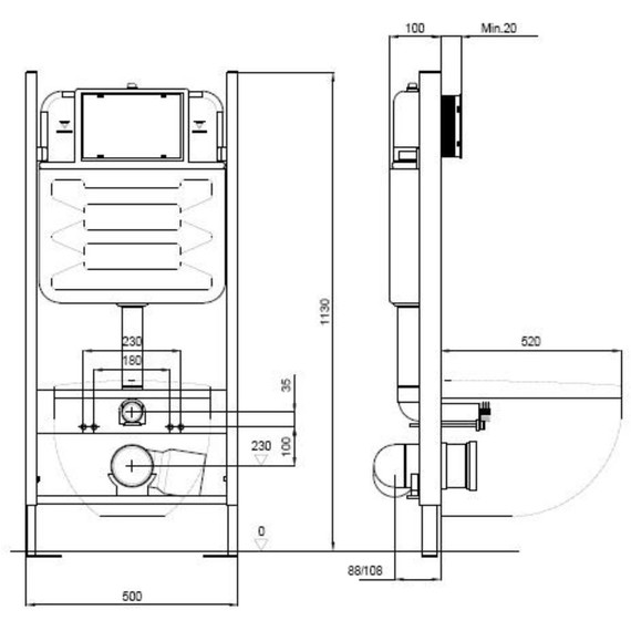 Инсталляция с подвесным безободковым унитазом Jacob Delafon Struktura EDE103-00, сиденье с крышкой микролифт - фото 6