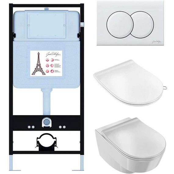 Инсталляция с подвесным унитазом Jacob Delafon Odeon Rive Gauche EDR103-00, сиденье с тонкой крышкой микролифт - фото 