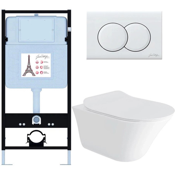 Инсталляция с подвесным безободковым унитазом Jacob Delafon Vive E28079RU-0, сиденье с тонкой крышкой микролифт - фото 