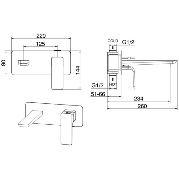 Смеситель для раковины настенный Allen Brau Infinity 5.21003-31 (со скрытой частью) чёрный матовый - фото 10
