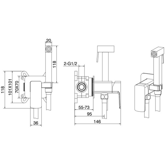 Набор для гигиенического душа Allen Brau Infinity 5.21005-00 (со скрытой частью) - фото 12