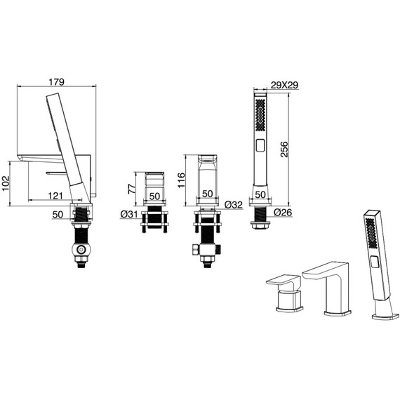 Смеситель для ванны Allen Brau Infinity 5.21008-31, чёрный матовый - фото 6