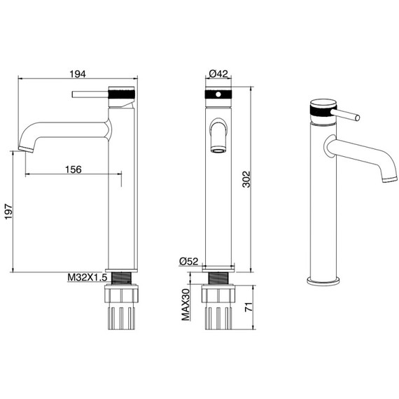 Смеситель для раковины высокий Allen Brau Priority 5.31002-31, чёрный матовый - фото 6
