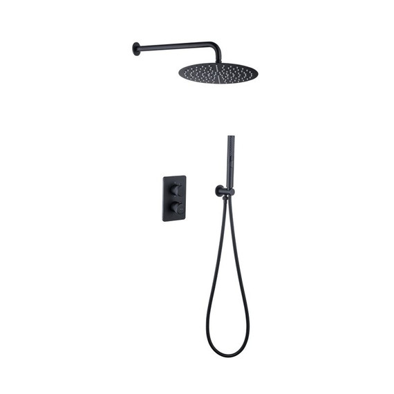 Душевая система для душа с термостатом Allen Brau Priority 5.31013-31, чёрный матовый - фото 