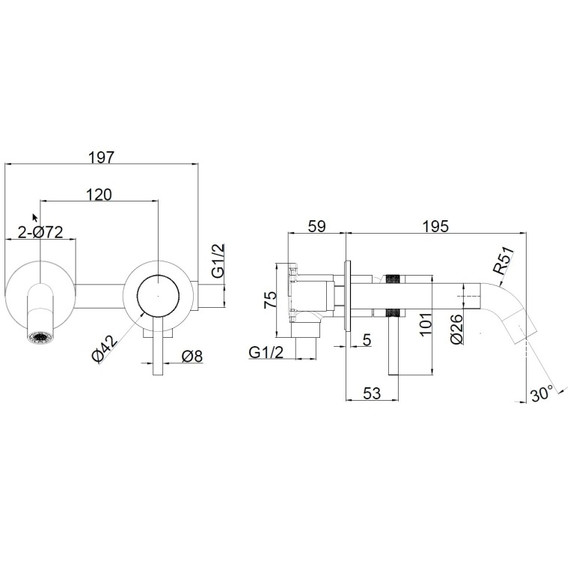 Смеситель для раковины настенный Allen Brau Priority 5.31030-00 (со скрытой частью) - фото 13