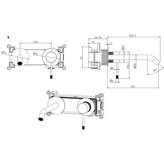Смеситель для раковины настенный Allen Brau Priority 4.0 5.31C03-MG (со скрытой частью) графит - фото 2