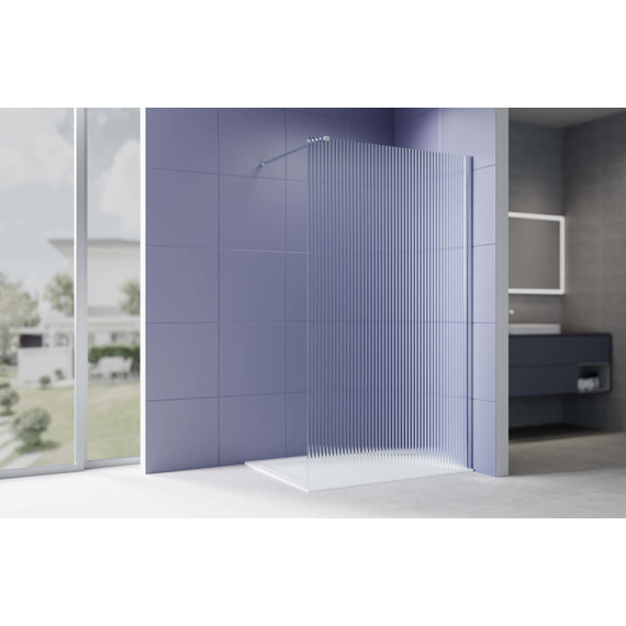 Душевая перегородка Aquatek Walk in 120 см AQ.WI.120.2CH (стекло 8 мм) с кронштейном в комплекте, серебро/матовое - фото 