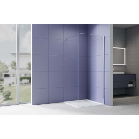 Душевая перегородка Aquatek Walk in 120 см AQ.WI.120.1CH (стекло 8 мм) с кронштейном в комплекте, серебро/прозрачное - фото 