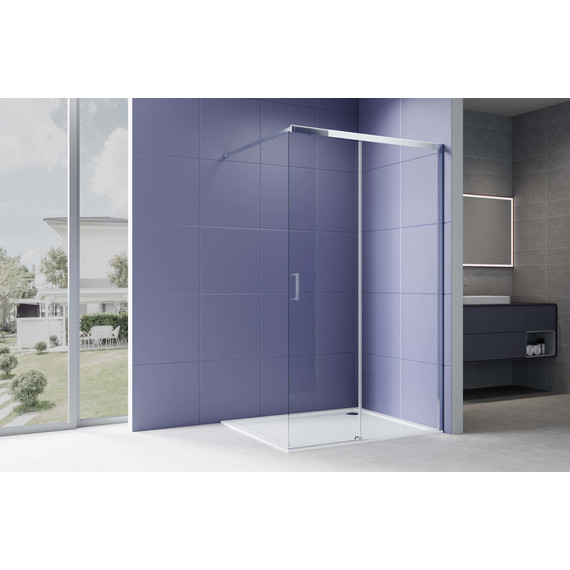 Душевая перегородка Aquatek Walk in 120 см AQ.WISL.120.1CH (стекло 8 мм) с кронштейном в комплекте, серебро/прозрачное - фото 