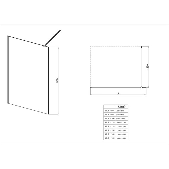 Душевая перегородка Aquatek Walk in 100 см AQ.WI.100.1GM (стекло 8 мм) с кронштейном в комплекте, оружейная сталь/прозрачное - фото 4