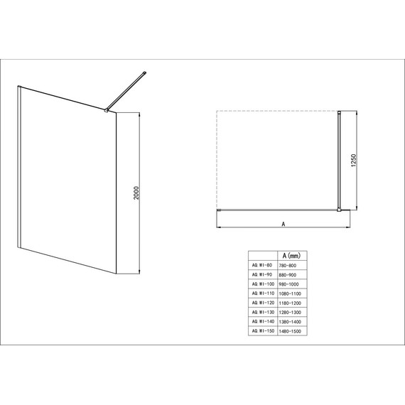 Душевая перегородка Aquatek Walk in 120 см AQ.WI.120.2GM (стекло 8 мм) с кронштейном в комплекте, оружейная сталь/матовое - фото 3