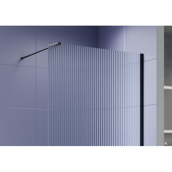 Душевая перегородка Aquatek Walk in 140 см AQ.WI.140.2BL (стекло 8 мм) с кронштейном в комплекте, чёрный матовый/матовое - фото 2